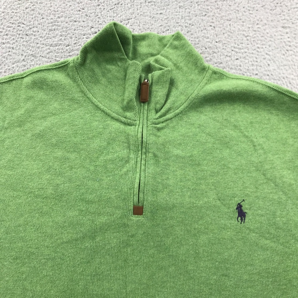 Polo Ralph Lauren Sweater Mens 2XL Green 1/4 Zip Mock Neck Pullover Preppy NEW - Picture 2 of 13